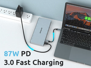 Docking Station, SUTOUG 15 in 1 USB C Docking Station 3 Monitors with 2 HDMI 4K, DisplayPort, USB 3.1/USB-C Data 3.0, Compatible with Windows and MacOS