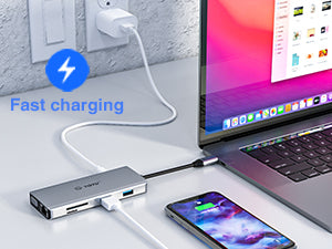 USB C Hub, Type C Hub, TOTU 11-in-1 Adapter with Ethernet, 4K USB C to HDMI, VGA, 2 USB3.0 2 USB2.0, Micro SD/TF Card Reader, Mic/Audio, USB-C Pd 3.0, Compatible for Mac Pro and Other Type C Laptops