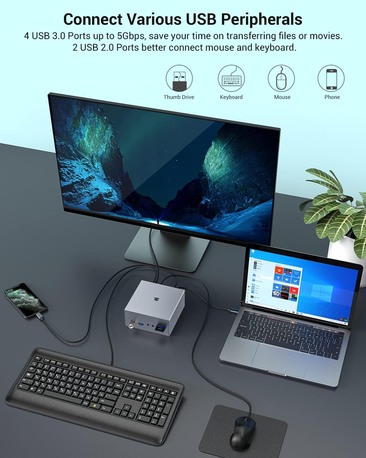 Tiergrade USB C Docking Station with Dual 4K HDMI,DP, 6 USB Ports, SD/TF Card Slot, 60W USB-C PD Charging Dock, Triple Display for Windows USB C 3.1 Gen 2 Systems, Extended Display NOT for Mac OS