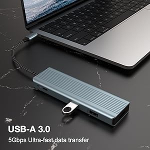 9 in 1 USB C Hub, USB C Port Replicator, Docking Station with 4K@30Hz HDMI, 3 x USB 3.0, USB C 3.0 Data, USB 2.0, 100W PD, SD/TF Card Reader Compatible with Laptop and Other Type C Devices
