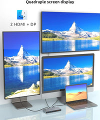 Docking Station, SUTOUG 15 in 1 USB C Docking Station 3 Monitors with 2 HDMI 4K, DisplayPort, USB 3.1/USB-C Data 3.0, Compatible with Windows and MacOS